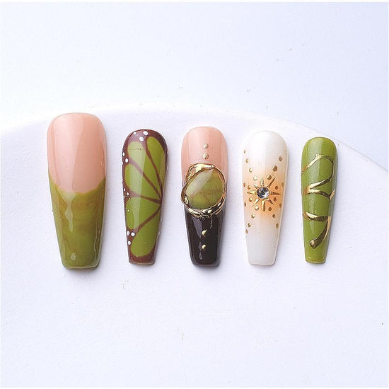 Medium Coffin Press-On Nails | Handmade Reusable Acrylic Nail Set