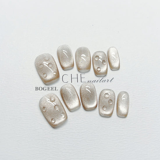 Water Drop Short Square Press-On Nails – Handmade Nail Kit