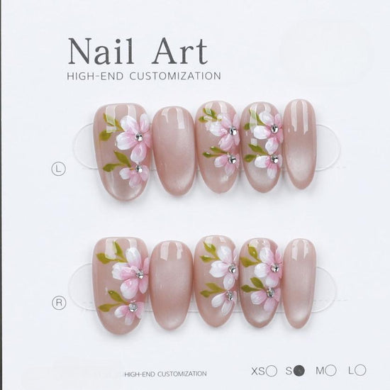 Handmade Nail Art Press-On Nails | Reusable False Nails with Drawing Design