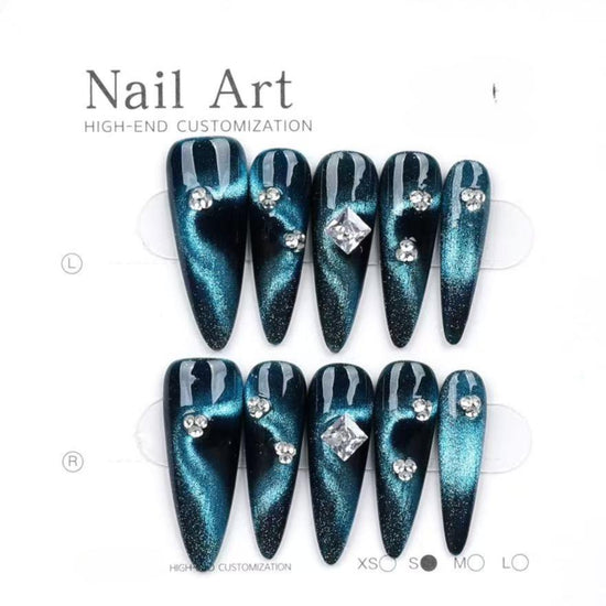 Handmade Nail Art Press-On Nails | Reusable False Nails with Drawing Design