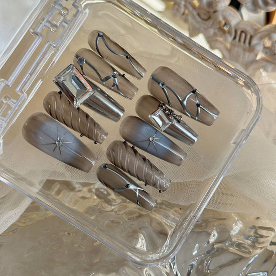 Star & Diamond Press-On Nails | Long Wear-Resistant Nail Tips