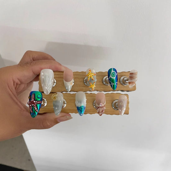 Underwater World Press-On Nails | Hand-Painted Almond Set